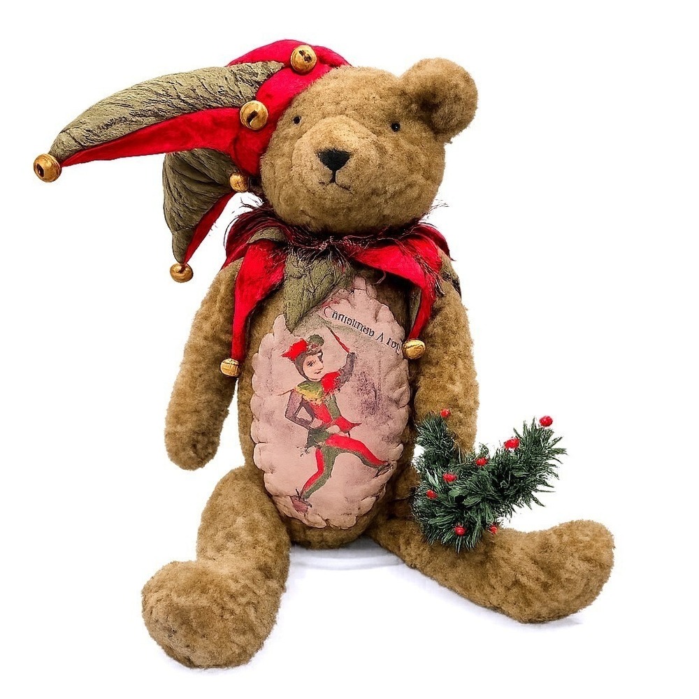 Bethany Lowe Christmas Bear Jester 18" Large Primitive Vintage Style Decor